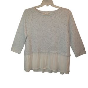 Loft womens lg layered pullover top w/skirt  gray. 7018